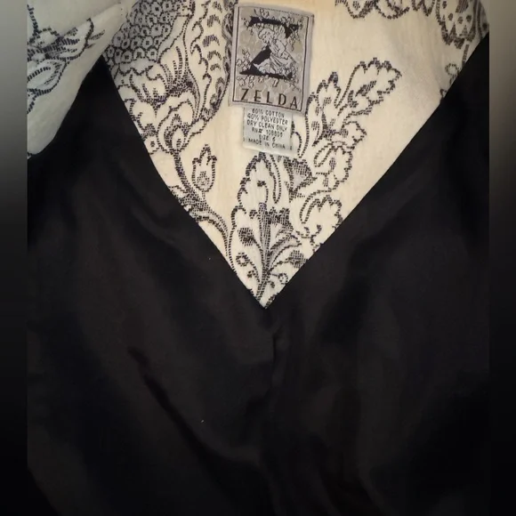 [Zelda] Vintage Black and White Floral Print Lined Blazer Sz: 6 - Picture 5 of 12